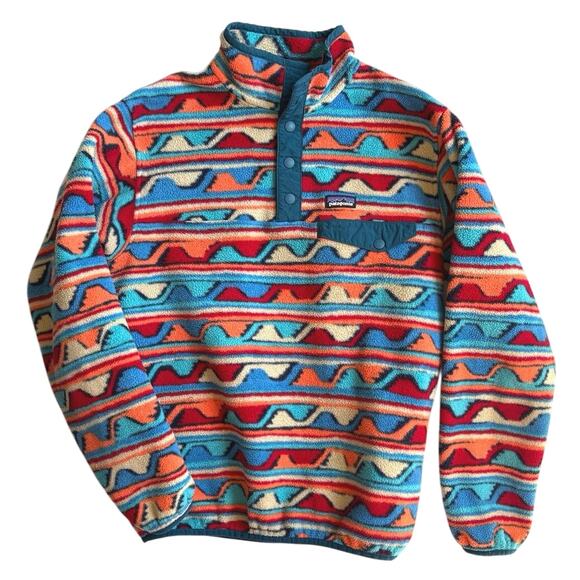 Patagonia Synchilla Aztec1/4 Snap Pullover Fleece Unisex Kids Size XLARGE 14 - Picture 1 of 10
